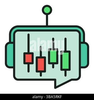 AI Cryptocurrency Trading Bot with Candlestick Chart vector concept colored icon or design element Stock Vector