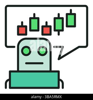 AI Cryptocurrency Trading Bot vector Candlestick Chart with Robot concept colored icon or symbol Stock Vector
