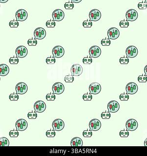 Cryptocurrency Trading Robot with Speech Bubble vector automation tools concept colored seamless pattern Stock Vector