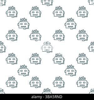 AI Cryptocurrency Trading Bot Head vector concept thin line seamless pattern Stock Vector