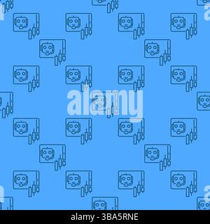 Algorithmic Trading Speech Bubble vector AI Bot concept linear seamless pattern Stock Vector