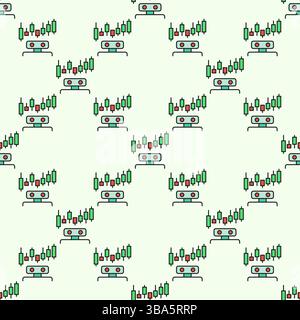 Trading Bot vector Crypto Automation Tool concept colored seamless pattern Stock Vector