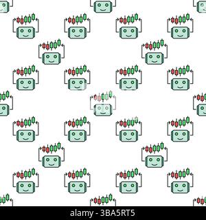 Automated Cryptocurrency Trading Bot with Candlestick Chart vector concept colored seamless pattern Stock Vector