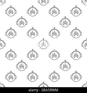 Automated Trading Bot vector concept round seamless pattern in thin line style Stock Vector
