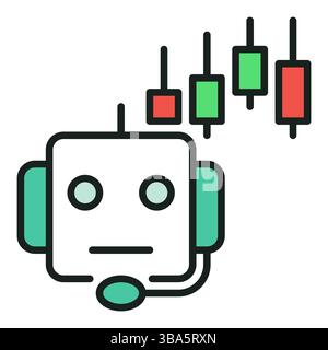 Cryptocurrency Trading Machine and Candlestick Chart vector concept colored icon or logo element Stock Vector