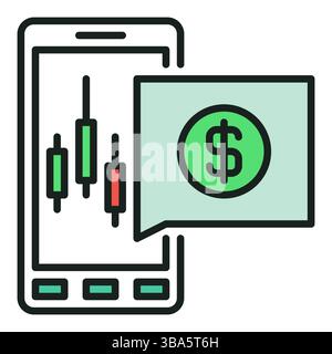Automated Cryptocurrency Trading on Smartphone vector concept colored icon or logo element Stock Vector