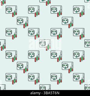 Cryptocurrency Trading Support in Speech Bubble vector AI Bot concept colored seamless pattern Stock Vector