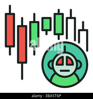 Candlestick Chart and Trading Bot vector concept colored icon or logo element Stock Vector