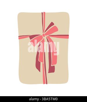 Gift box with pink bow isolated on white backdrop Stock Vector Image ...
