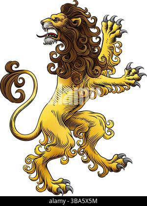 Heraldic Coat of Arms Crest Rearing Heraldry Lion Stock Vector