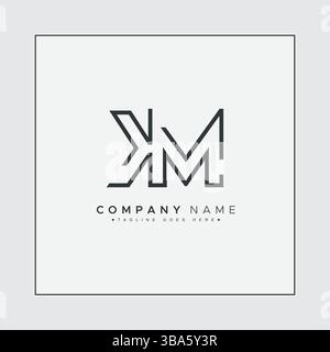 KM Vector Logo Template - Simple Icon for Initial Letter K and M Monogram Stock Vector