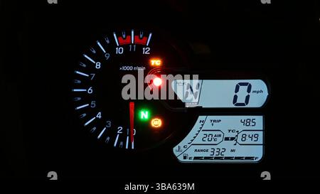 The instrument binnacle of Suzuki V-Strom 650. Stock Photo