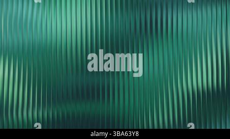 Green ribbed glass frosted window background vector design. Blue 3D reed gradient for premium corrugated wave texture. Abstract fluted acrylic surface Stock Vector