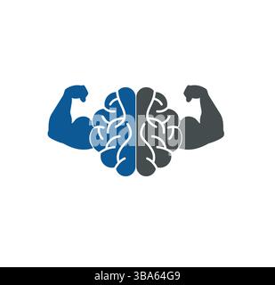 brain power logo muscle power logo bicep brain logo Stock Vector