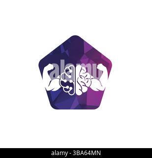 brain power logo muscle power logo bicep brain logo Stock Vector