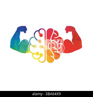 brain power logo muscle power logo bicep brain logo Stock Vector