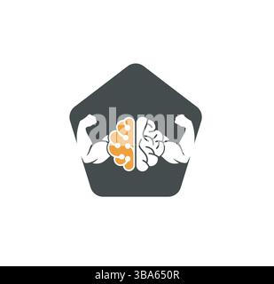 brain power logo muscle power logo bicep brain logo Stock Vector