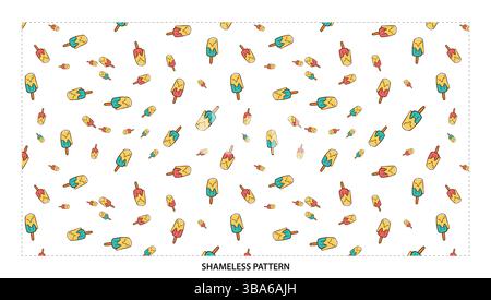 Cute Cartoon Assorted Popsicle Seamless Pattern for Sweet Summer Treat Designs Stock Vector