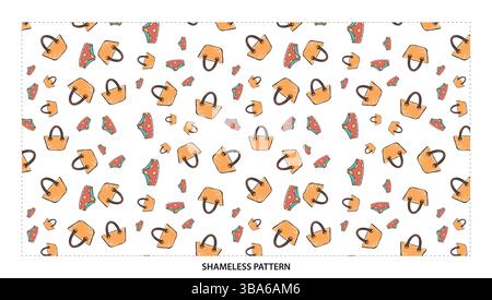 Cute Cartoon Beach Bag and Swimsuit Seamless Pattern for Summer Designs Stock Vector