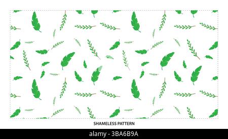 Fresh Green Assorted Leaf and Branch Seamless Pattern for Natural Designs Stock Vector