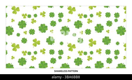Cheerful Green Shamrock and Clover Seamless Pattern for St Patricks Day Stock Vector