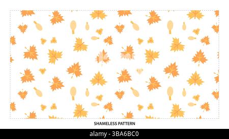 Cheerful Orange and Yellow Maple Leaf Seed Seamless Pattern for Autumn Designs Stock Vector