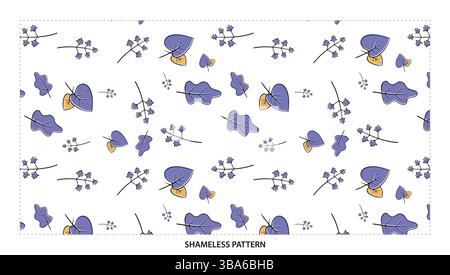 Elegant Purple and Gold Leaf Branch Seamless Pattern for Modern Textile Designs Stock Vector