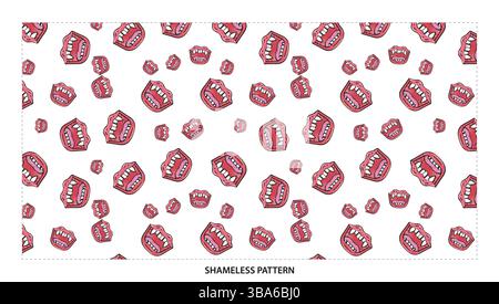 Funny Cartoon Vampire Mouth with Fangs Seamless Pattern for Halloween Stock Vector