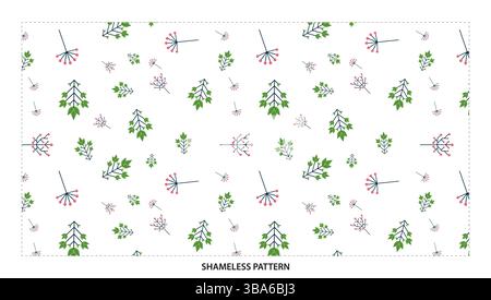Simple Green and Pink Floral Branch Seamless Pattern for Delicate Designs Stock Vector