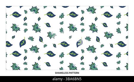 Elegant Green and Blue Leaf Seamless Pattern for Natural and Textile Designs Stock Vector