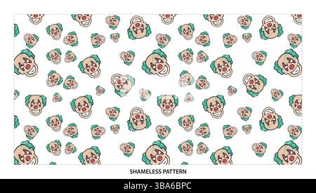 Cute Cartoon Clown Face Seamless Pattern for Circus and Party Designs Stock Vector