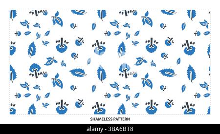 Elegant Blue Floral and Leaf Seamless Pattern for Sophisticated Textile Designs Stock Vector