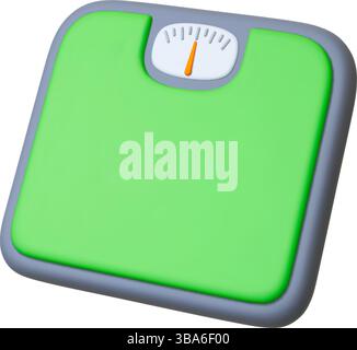 Weight scale 3d icon. Isolated realistic device for weight measure. Healthcare, home bathroom scales. Overweight, dieting vector concept Stock Vector