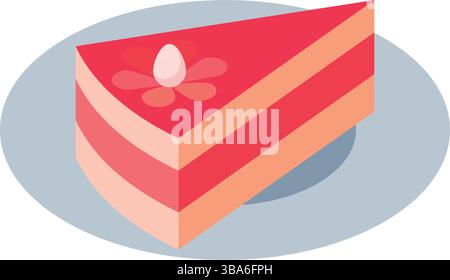 Piece of cake on plate icon vector isolated Stock Vector