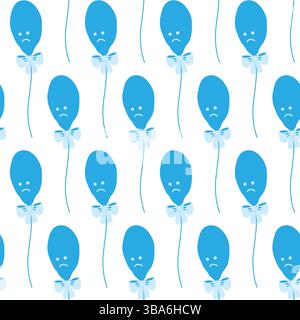 Deflated balloon on string Seamless Pattern in Monochrome blue Blue Monday Greeting background idea. Isolated Vector illustration Thematic Cards, poster or web promo banner, leaflets, print materials Stock Vector