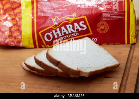slices of oharas of foxford premium white loaf pan bread county mayo republic of ireland Stock Photo