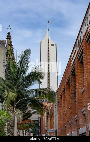 The Coltejer Building, the tallest building in Medellin, Colombia Stock ...