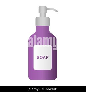 Purple Liquid Soap Pump Bottle Vector. Hygienic Liquid Soap for Cleaning Hands. Stock Vector