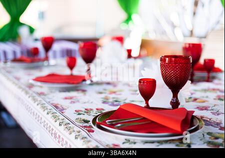 Beautifully served summer table in a cafe Stock Photo