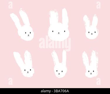 Grunge brush bunny set for easter decoration Stock Vector