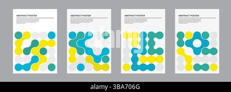 Abstract geometric cover Set with trendy dots and lines design Stock Vector