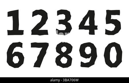 Hand drawn rough numbers set 1234567890 Stock Vector