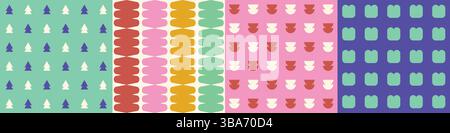 Seamless geometric pattern collection. Stock Vector