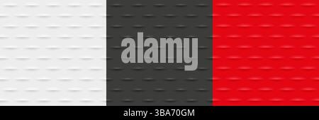 White, black and red 3D background set Stock Vector