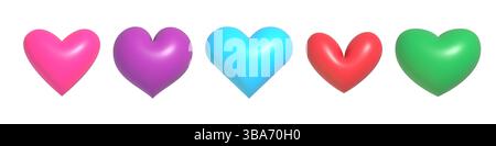 Colofrul 3d hearts icon set Stock Vector