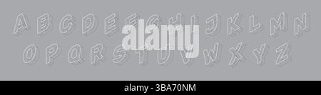 Wireframe isometric alphabet. 3d font design Stock Vector