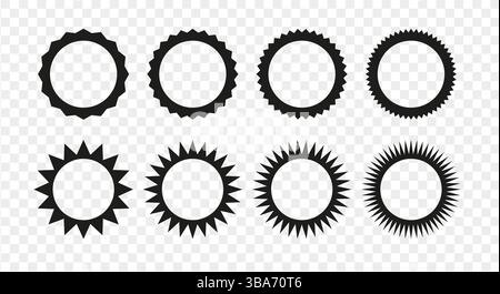 Zigzag edge round frames collection. Stock Vector