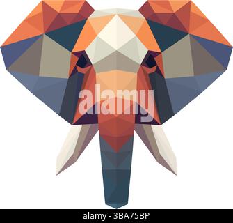 simple polygon elephant head illustration Stock Vector