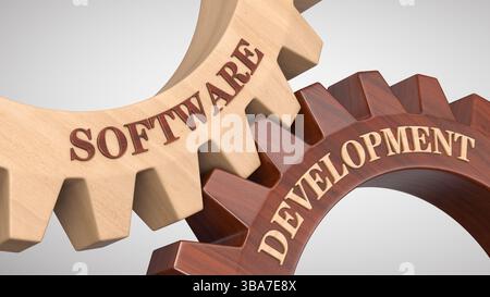 Software development written on gear wheel Stock Photo