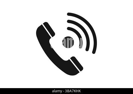 Telephone receiver icon with sound waves vector graphic stock illustration Stock Vector